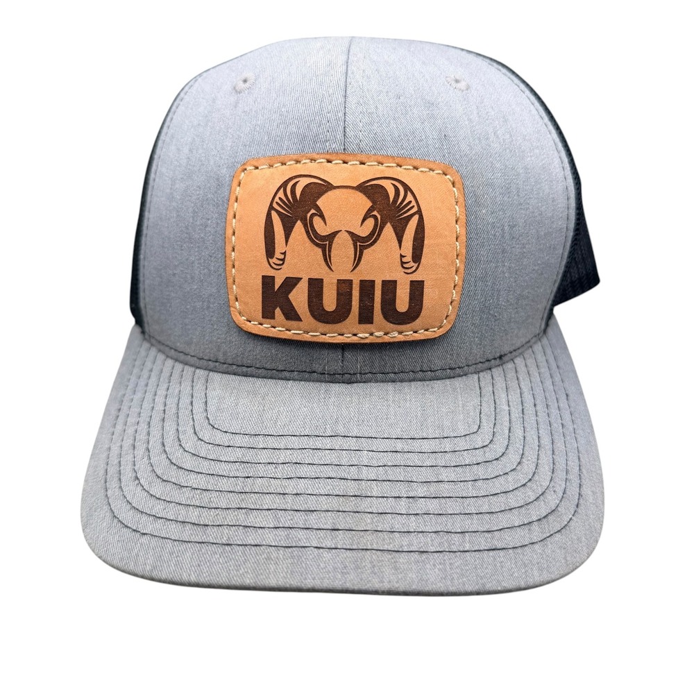 KUIU Mens Trucker Hat Leather Patch Mesh Snapback Cap Grey Black One Size Cotton